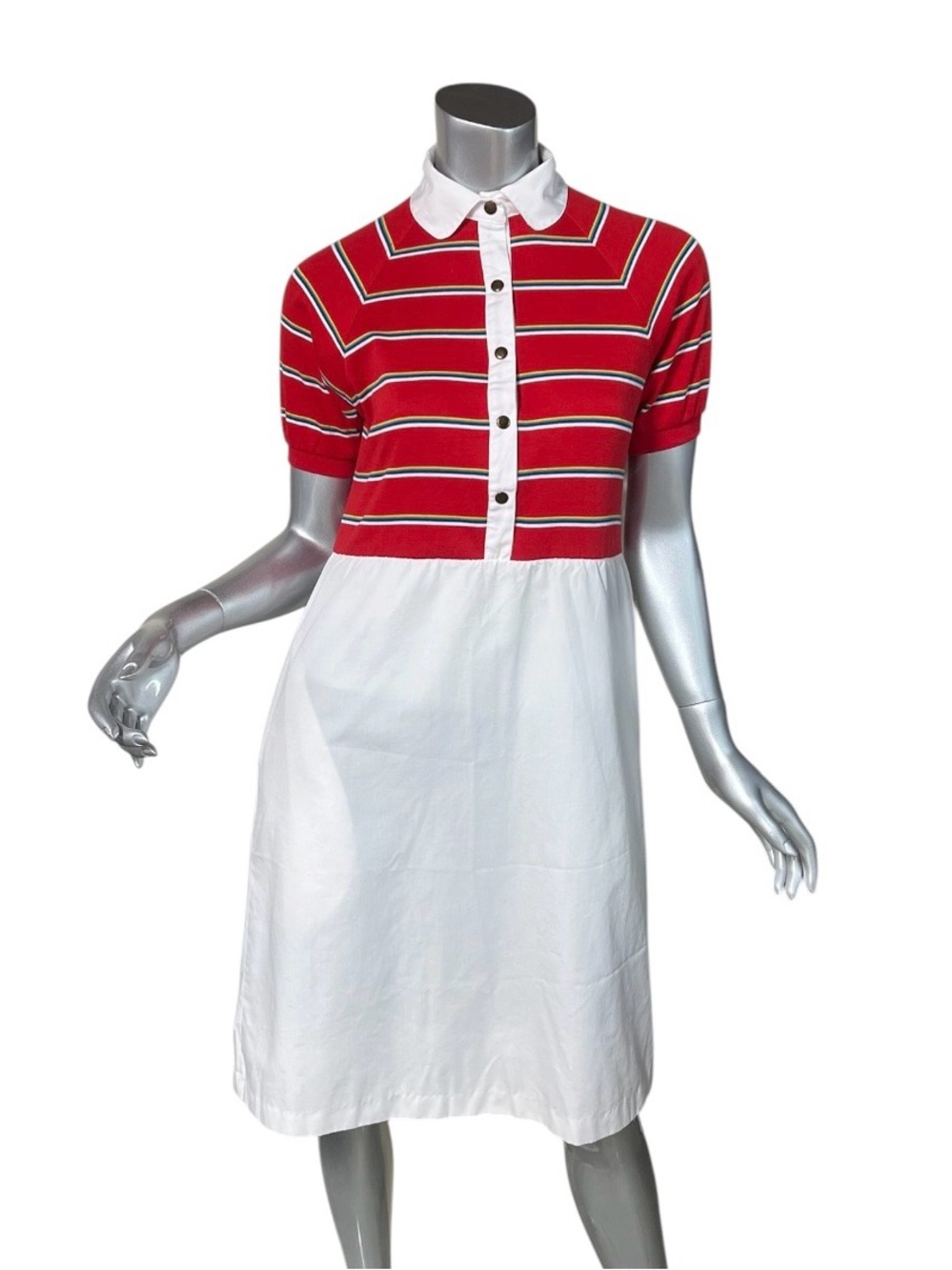 Vintage 70's “The Sportdress” Red Stripe Short Sleeve Polo Shirt Dress Pockets